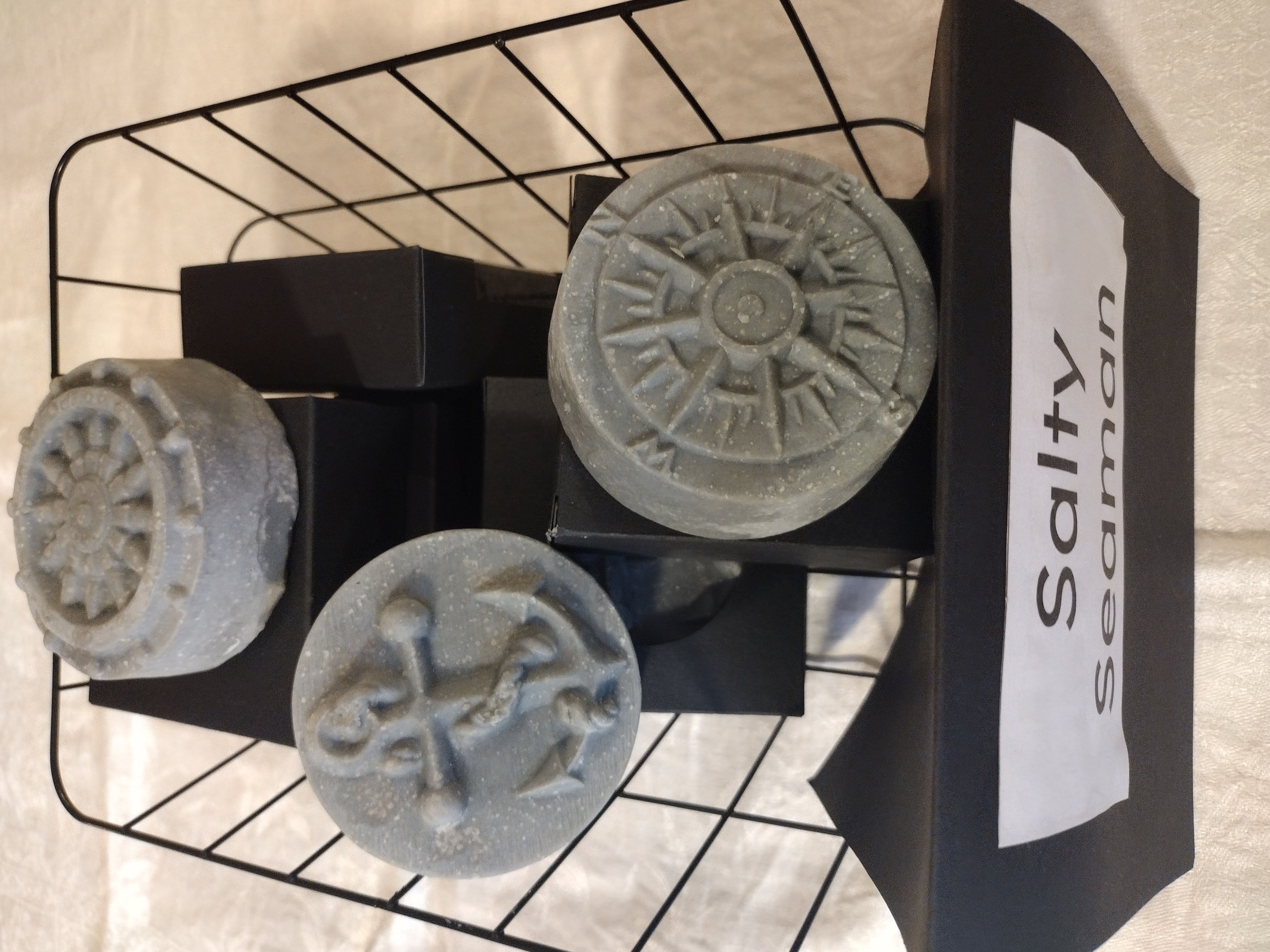 nautical themed gray round soap